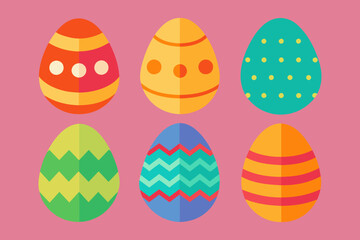 set of six Easter Eggs vector tracing