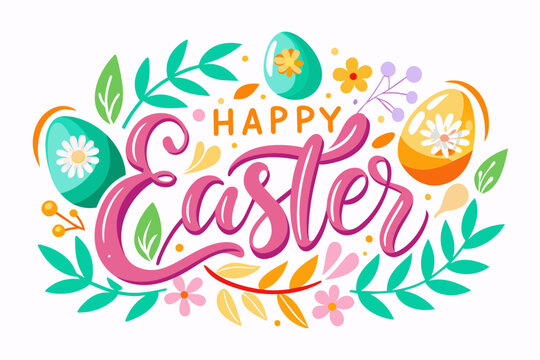 Happy Easter typography vector art illustration 
