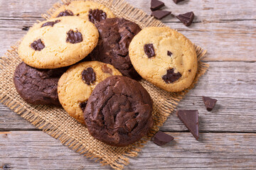 Group of homemade american chocolate cookies - 755928700