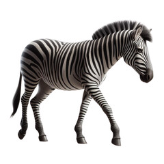 Fototapeta na wymiar Zebra standing on a transparent background