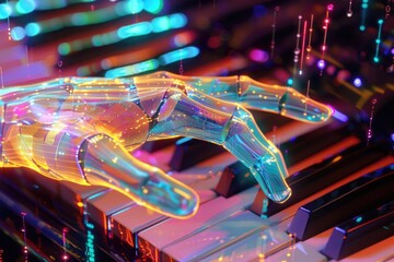 A human hand placed on top of a piano, ready to play music.