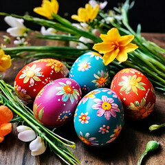 Fototapeta premium beautiful painted eggs for easter
