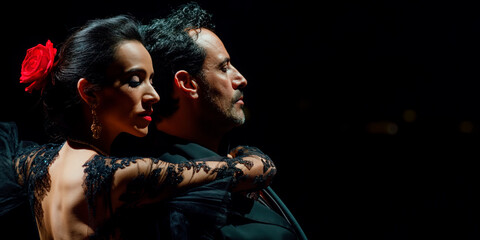 Mysterious Flamenco Dancers Captured in an Intimate Performance Under Spotlights