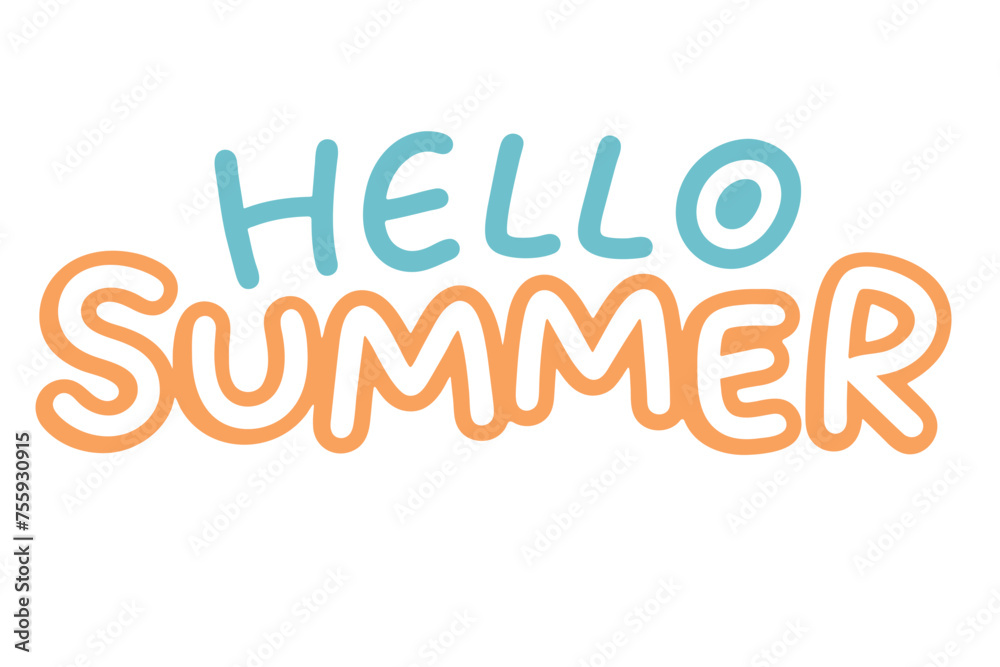 Wall mural the word hello summer is written on a transparent background - Wall murals