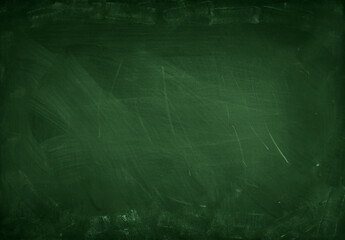 Chalk rubbed out on green chalkboard background - 755931127