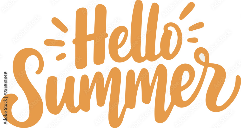 Wall mural the word hello summer is written on a transparent background - Wall murals