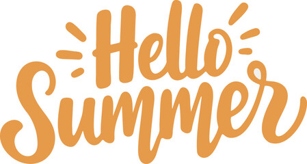 the word hello summer is written on a transparent background
