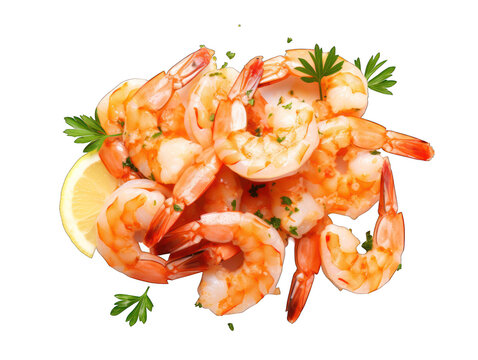 Shrimp Scampi isolated on transparent background, transparency image, removed background