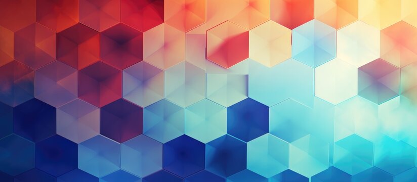 Blurred geometric hexagon background design in Origami style with gradient.