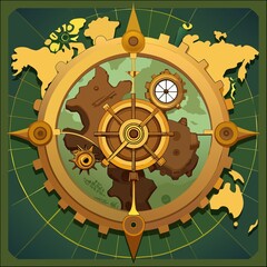 Steampunk Map Compass