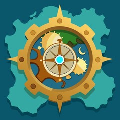 Steampunk Map Compass