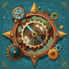 Steampunk Map Compass