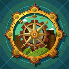 Steampunk Map Compass