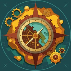 Steampunk Map Compass