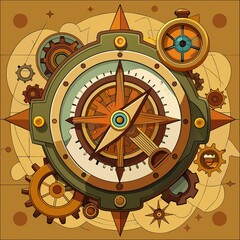 Steampunk Map Compass