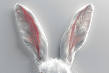 white rabbit ears on a red background