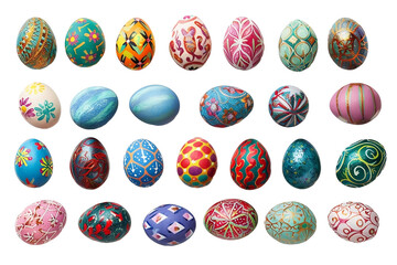 easter eggs on white background