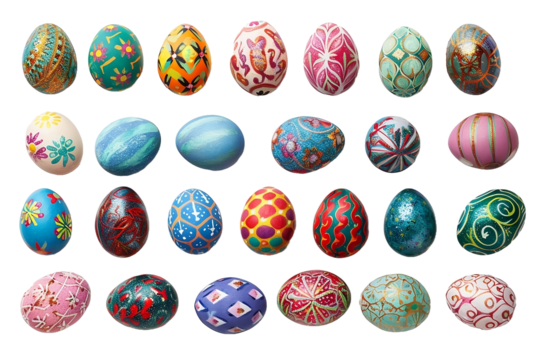 easter eggs on white background