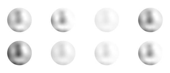  White pearl beads set. Collection of realistic vector white pearl beads.