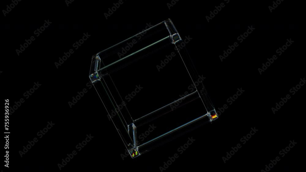 Aufkleber 3d transparent rotating glossy wired cube with dispersion effect. rainbow colors reflection glass. 3