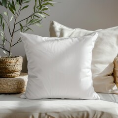White Throw Pillow Mockup