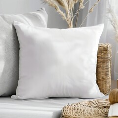 White Throw Pillow Mockup