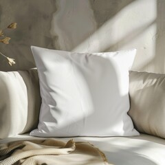 White Throw Pillow Mockup