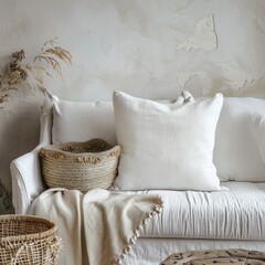 White Throw Pillow Mockup