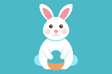 rabbits and Easter egg vector art illustration