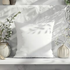 White Throw Pillow Mockup