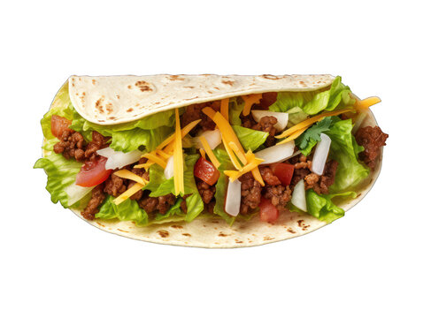 Set of tacos isolated on transparent background, transparency image, removed background