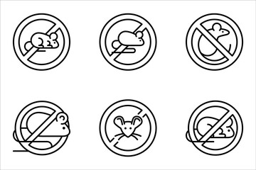 No rats vector icon set. Vector illustration on white background