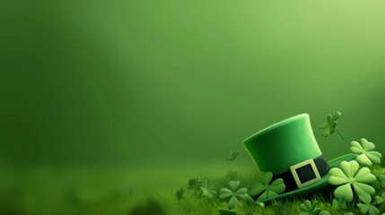 irish leprechaun hat on the sidelines of the image,  St. Patrick's day - obrazy, fototapety, plakaty