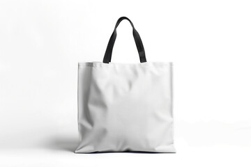 White tote bag with black handles isolated on white background. Use as template or mockup
