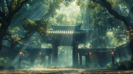 A mystical Chinese architecture. - obrazy, fototapety, plakaty