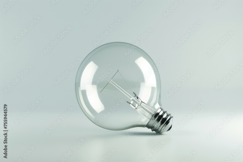 Aufkleber A single light bulb resting on a wooden table. Suitable for various concepts and designs.