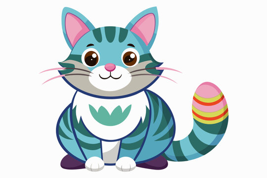 a cute Easter cat in vector art illustration