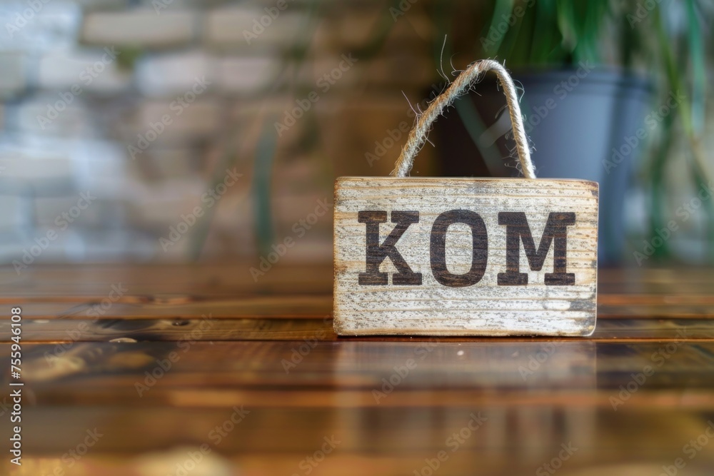 Poster a wooden sign with the word 