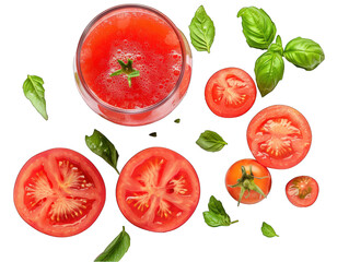 tomatoes basil italian ingredients tomato sauce isolated on transparent background, transparency image, removed background