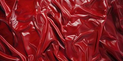Close up of a shiny red cloth, perfect for textile backgrounds.
