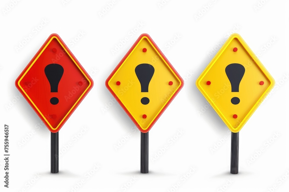 Poster road signs with a light bulb and question mark, suitable for educational or decision-making concepts
