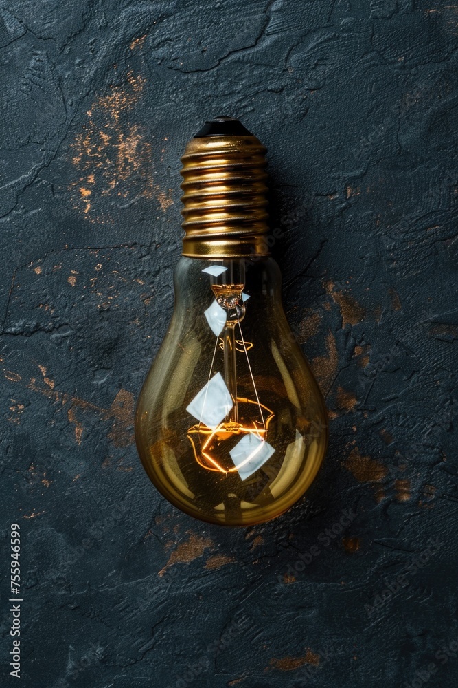 Poster a light bulb placed on a wall, suitable for various concepts.