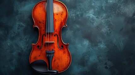 Classical violin on a dark background with copy space