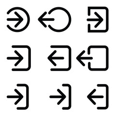 User logout icon set. Vector illustration. Logout symbol collection.