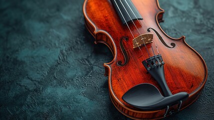 Classical violin on a dark background with copy space