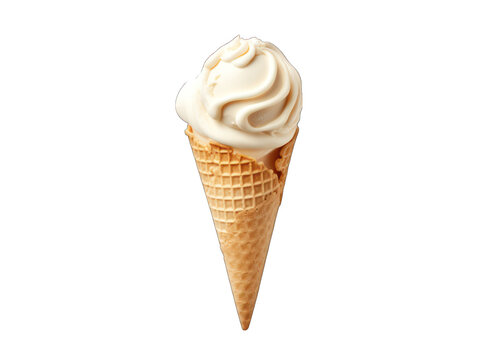 Vanilla ice cream in a cown isolated on transparent background, transparency image, removed background