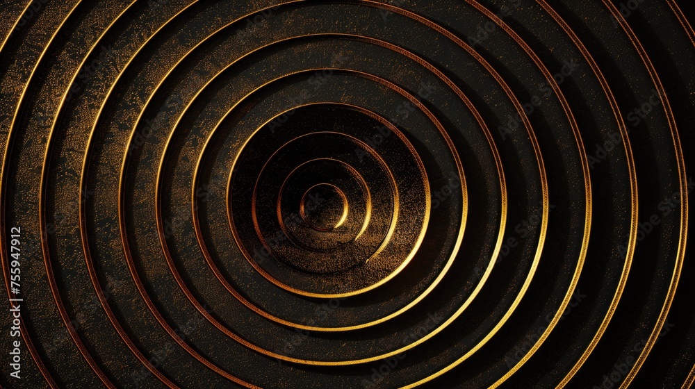 Aufkleber a dark and mysterious spiral tunnel with a golden hue and a glowing light at the end. ideal for conc