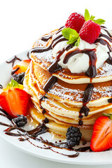 Stack of pancakes with fresh berries
