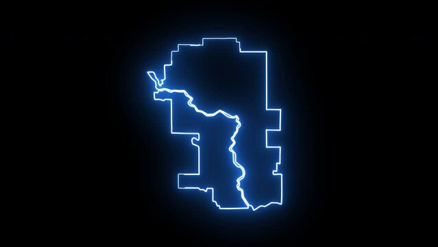 map of Calgary in canada with glowing neon effect