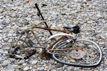 rusty bicycle on the beach